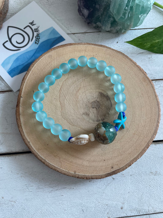 Sky Blue Sea Glass Bead