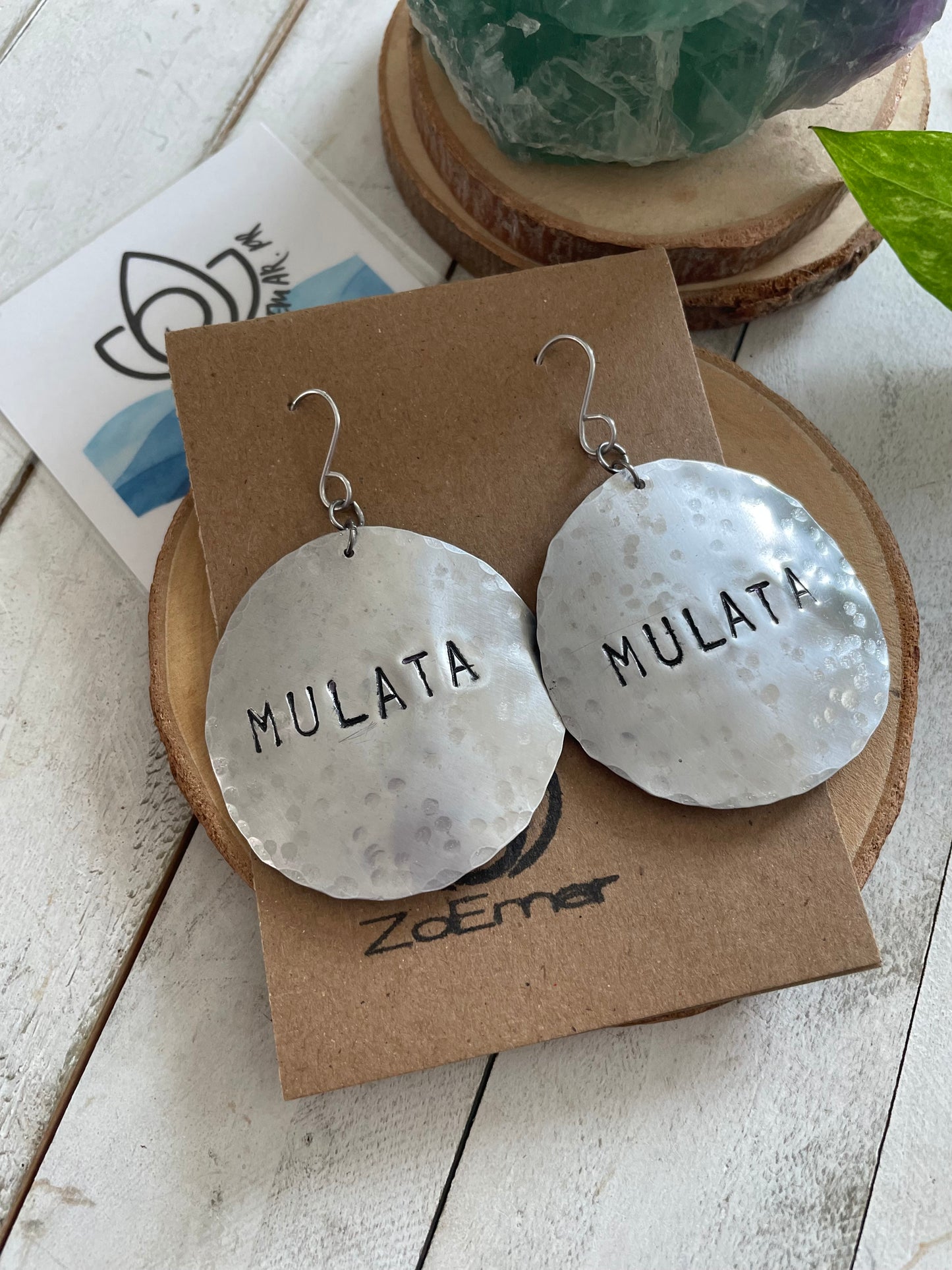 Round Metal Stamped Earrings