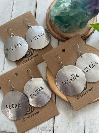 Round Metal Stamped Earrings